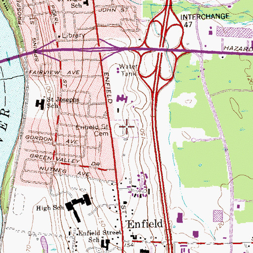 Topographic Map of Enfield Street Cemetery, CT