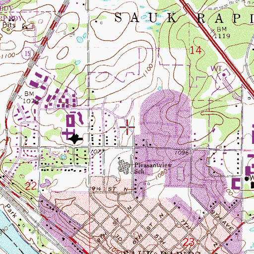 Topographic Map of Pleasant View Park, MN