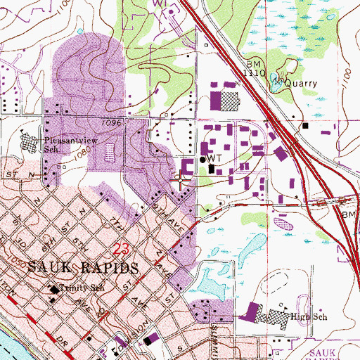 Topographic Map of Benedict Acres Park, MN