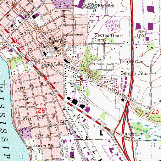 Topographic Map of Brookside Park, MN