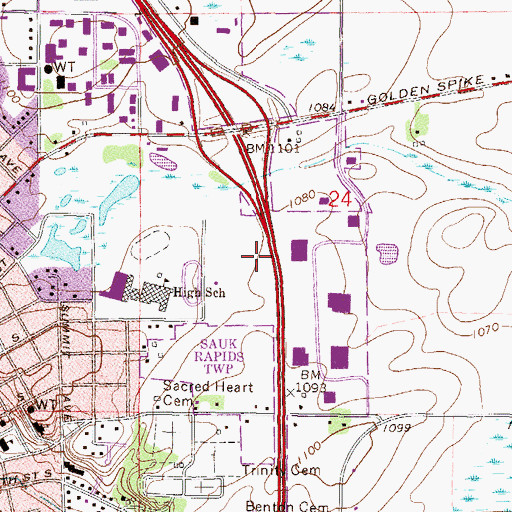 Topographic Map of Bob Cross Park, MN