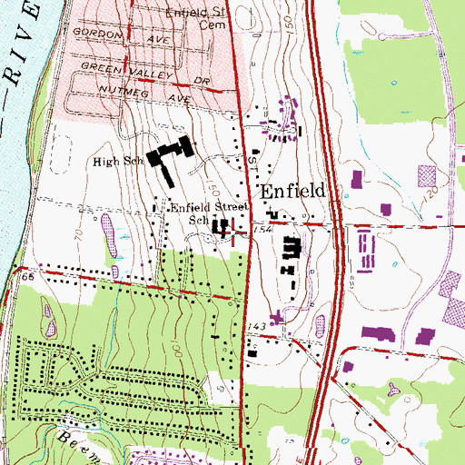 Topographic Map of Enfield Street Elementary School, CT