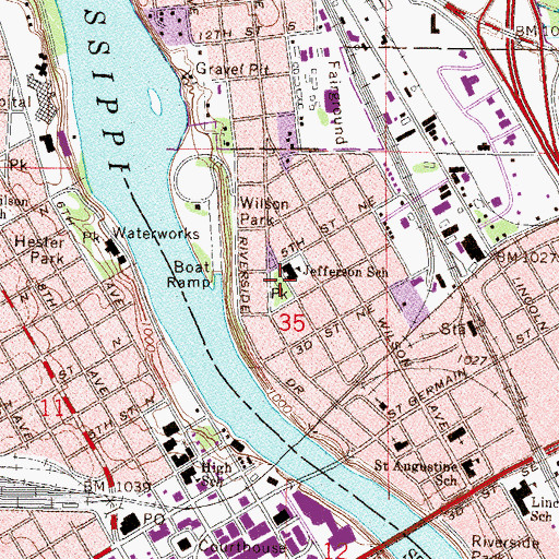 Topographic Map of Saint Cloud Park, MN