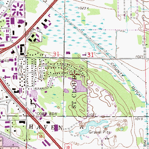 Topographic Map of Woodland Hills Park, MN