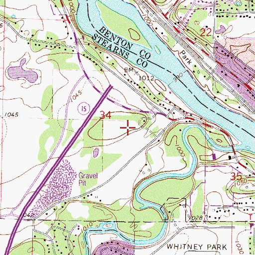 Topographic Map of Oakridge Park, MN