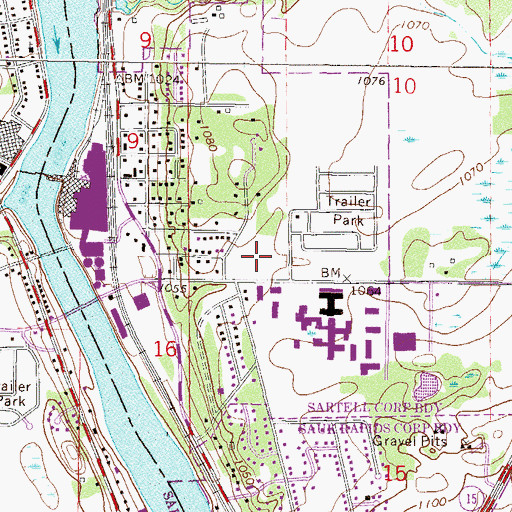 Topographic Map of Val Smith Park, MN