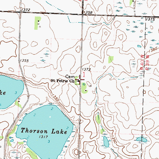 Topographic Map of Saint Petri Cemetery, MN