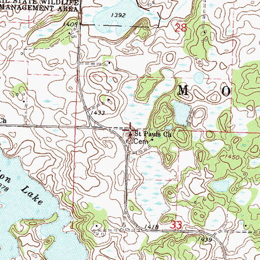Topographic Map of Saint Paul's Cemetery, MN