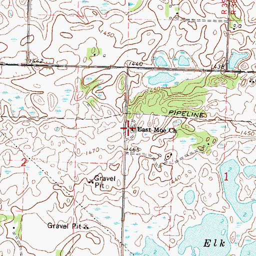Topographic Map of East Moe Cemetery, MN
