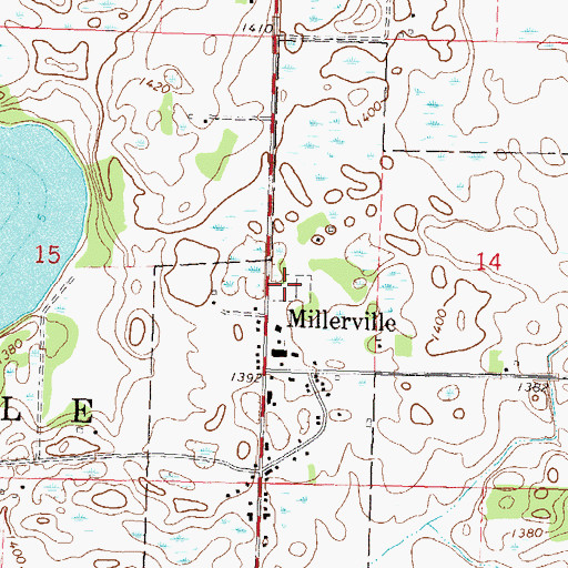 Topographic Map of Millerville Cemetery, MN