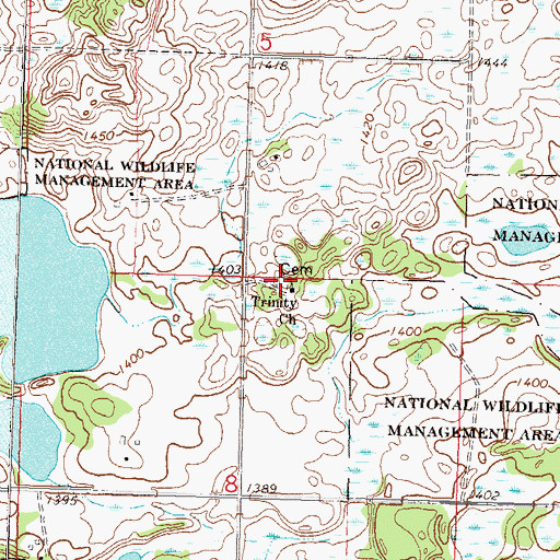 Topographic Map of Trinity Cemetery, MN