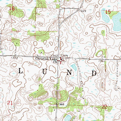 Topographic Map of Christina Lake Cemetery, MN