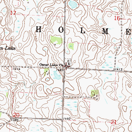 Topographic Map of Oscar Lake Cemetery, MN