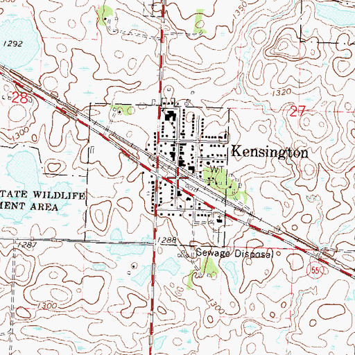 Topographic Map of Kensington, MN