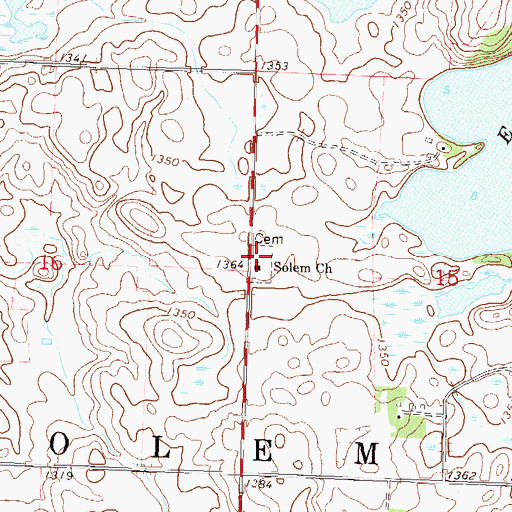 Topographic Map of Solem Cemetery, MN
