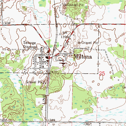 Topographic Map of Miltona Elementary School, MN