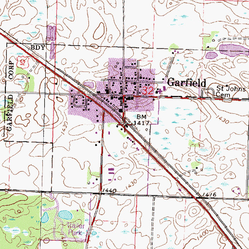 Topographic Map of Garfield (historical), MN