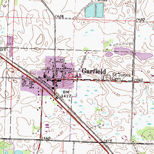 Topographic Map of Garfield Elementary School, MN