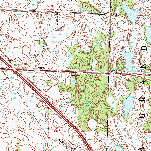 Topographic Map of Oak Park Campground, MN