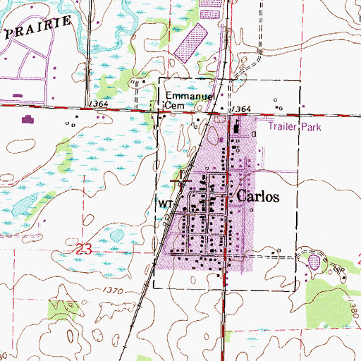 Topographic Map of Carlos, MN