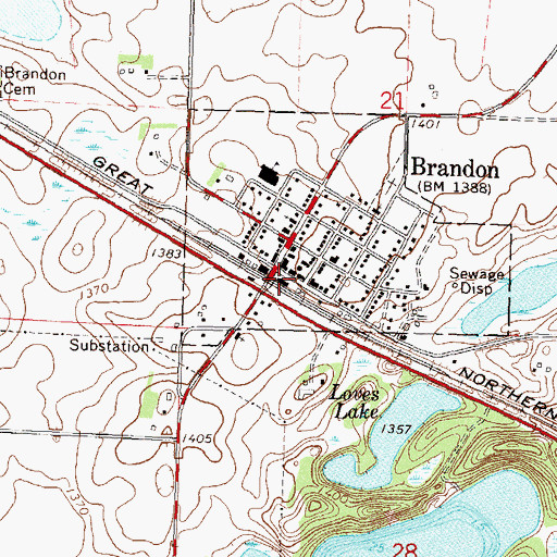Topographic Map of Brandon (historical), MN