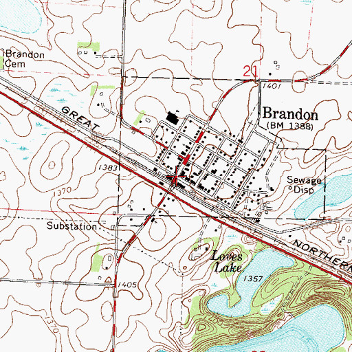 Topographic Map of Brandon Police Department, MN