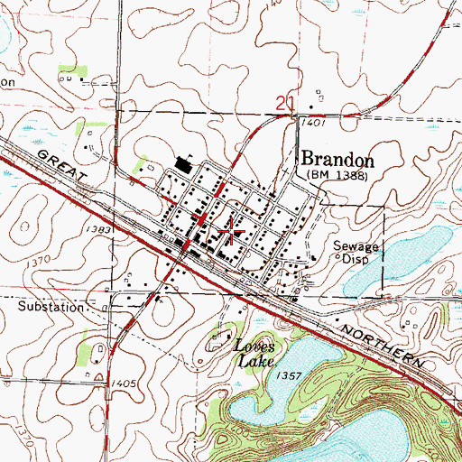 Topographic Map of Brandon Auditorium, MN