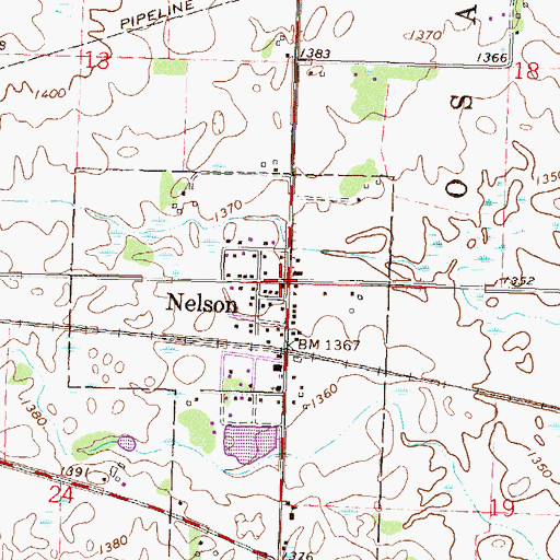 Topographic Map of Nelson Post Office, MN