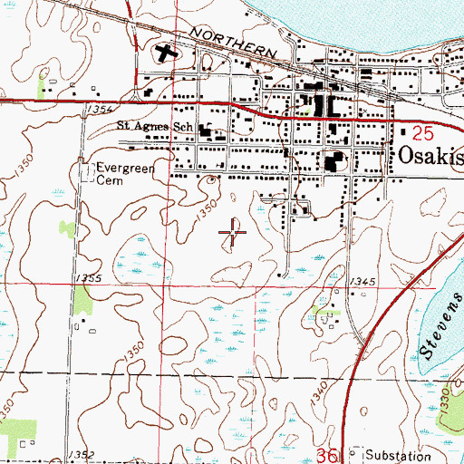Topographic Map of Osakis Athletic Fields, MN