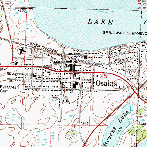 Topographic Map of Osakis Police Department, MN