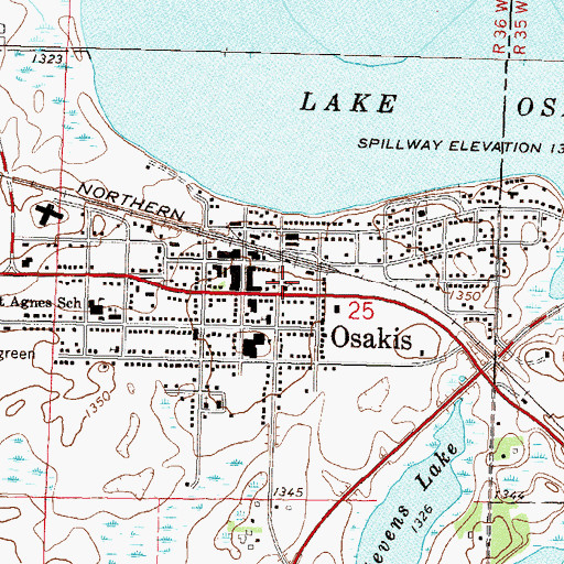 Topographic Map of United Methodist Church, MN