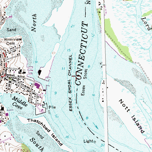 Topographic Map of Essex Shoal Channel, CT