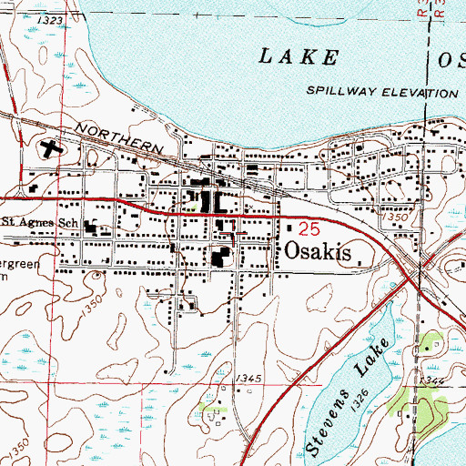 Topographic Map of Osakis Lutheran Church, MN