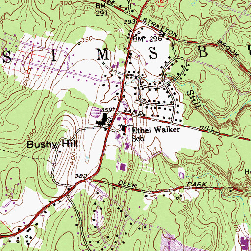 Topographic Map of Ethel Walker Elementary School, CT