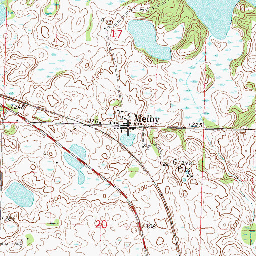 Topographic Map of Melby Post Office (historical), MN