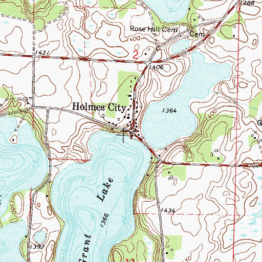 Topographic Map of Holmes City Post Office, MN