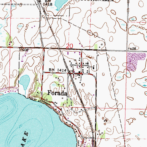 Topographic Map of Forada, MN