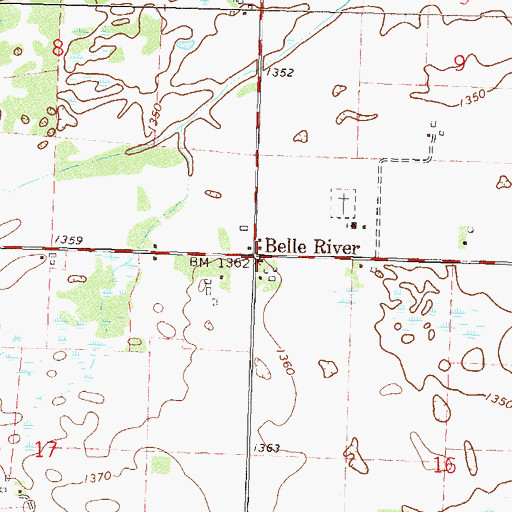 Topographic Map of Belleriver Post Office (historical), MN
