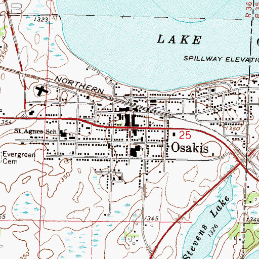 Topographic Map of Osakis Wayside Park, MN