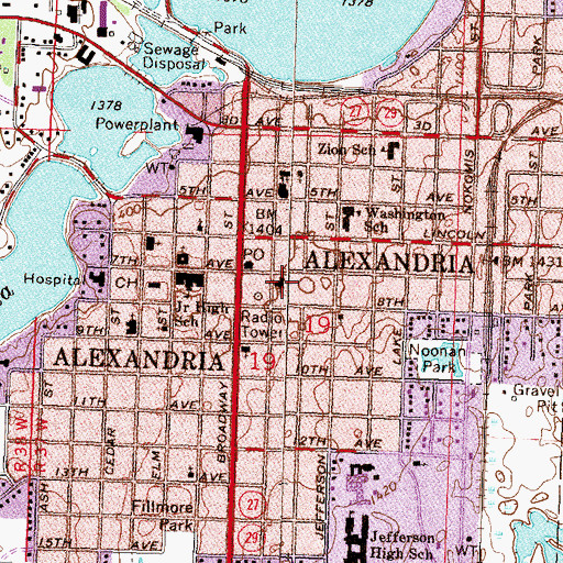 Topographic Map of First Baptist Church, MN