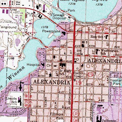 Topographic Map of First Congregational Church, MN