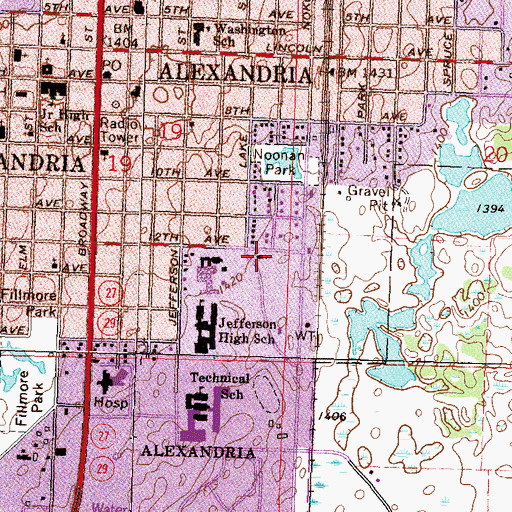 Topographic Map of Emmanuel Episcopal Church, MN