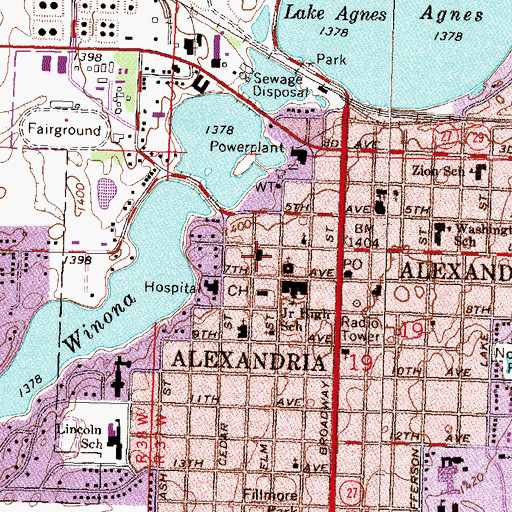 Topographic Map of Calvary Lutheran Church, MN