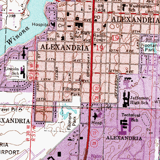 Topographic Map of Lakes Area Adventist Church, MN