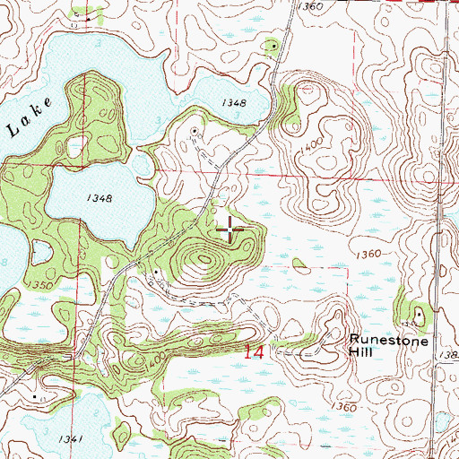Topographic Map of Runestone County Park, MN