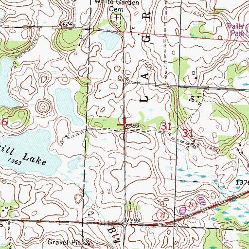 Topographic Map of East Mill Nine Golf Course, MN