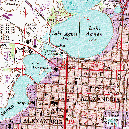 Topographic Map of Runestone Museum, MN
