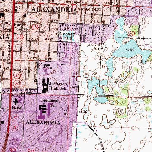Topographic Map of Casey's Amusement Park, MN