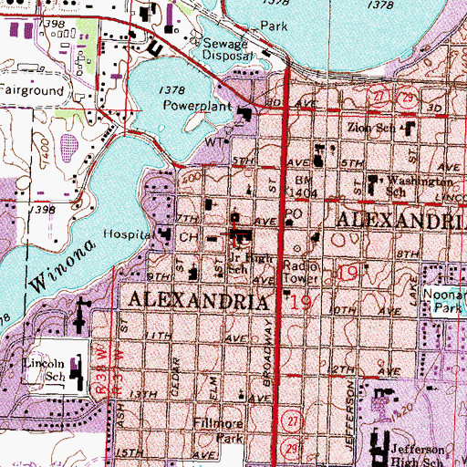 Topographic Map of Douglas County Sheriff's Office, MN