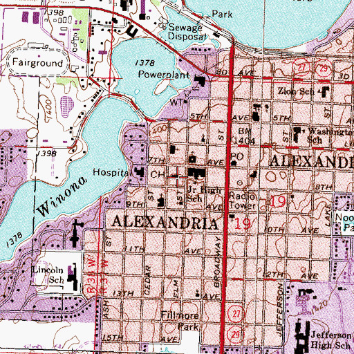 Topographic Map of Douglas County Courthouse, MN